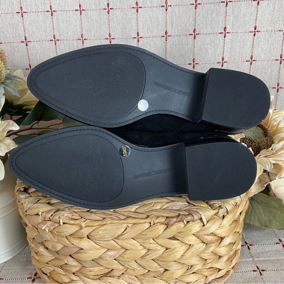 Lucky Brand “Lollin” Black Oiled Suede Ankle Boots Slouchy Bootie Size 6.5 New - Picture 4 of 7